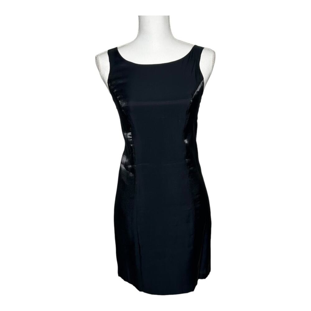 Betsey Johnson Vintage Sheath Dress Black Metallic Sheen LBD Small